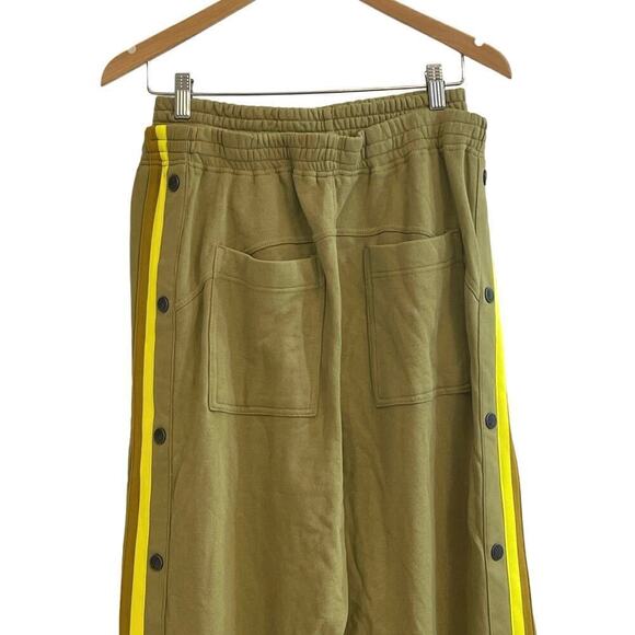 Free People Movement Large Baby Got Track Snap Pants in Olive with Yellow Stripe - Picture 8 of 12